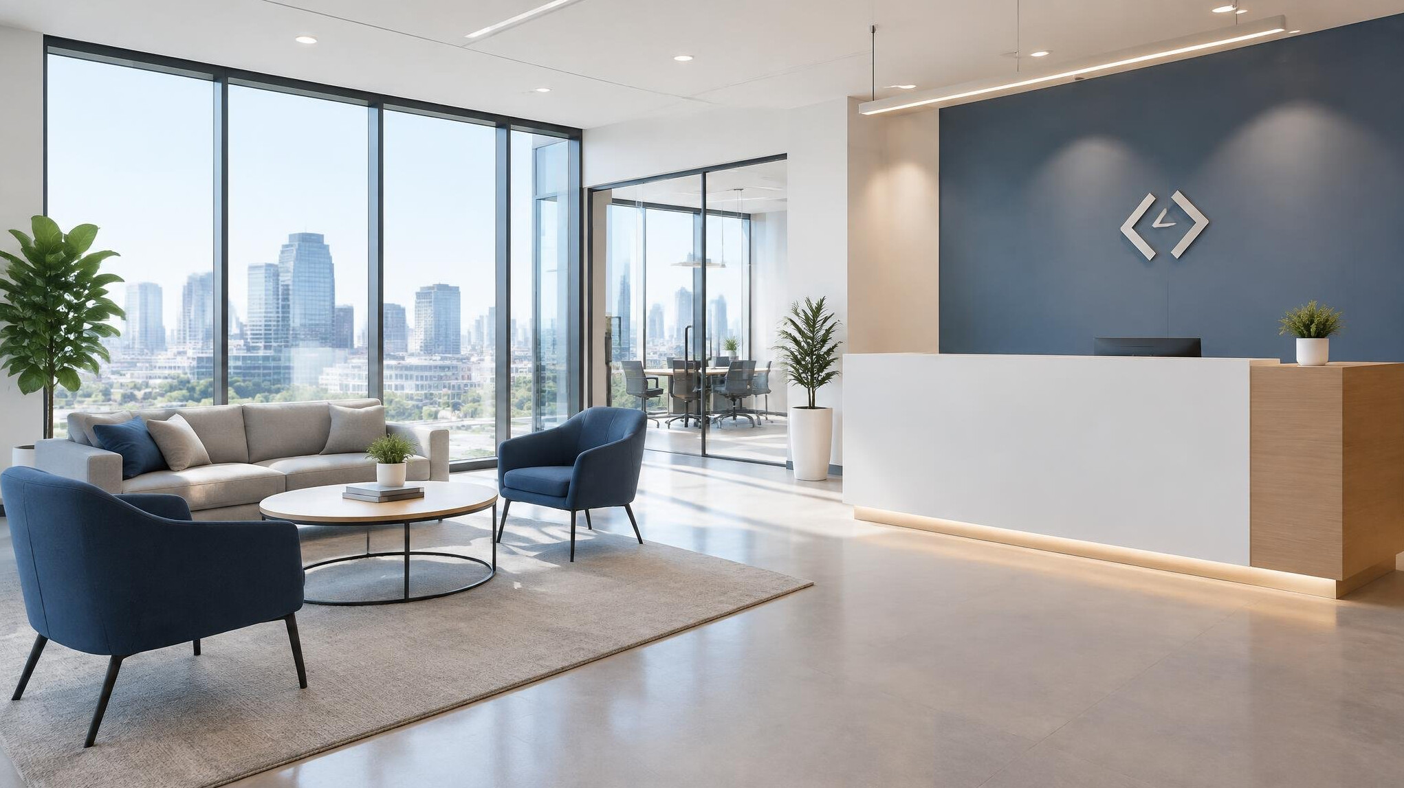 Reception area of a modern software company office